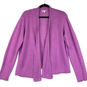 Eileen Fisher Linen Cardigan Sweater Purple Sz L Open Layer